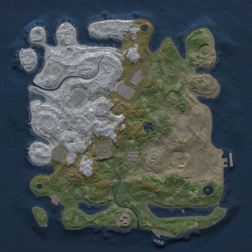 Rust Map: Procedural Map, Size: 3750, Seed: 2010879779, 15 Monuments