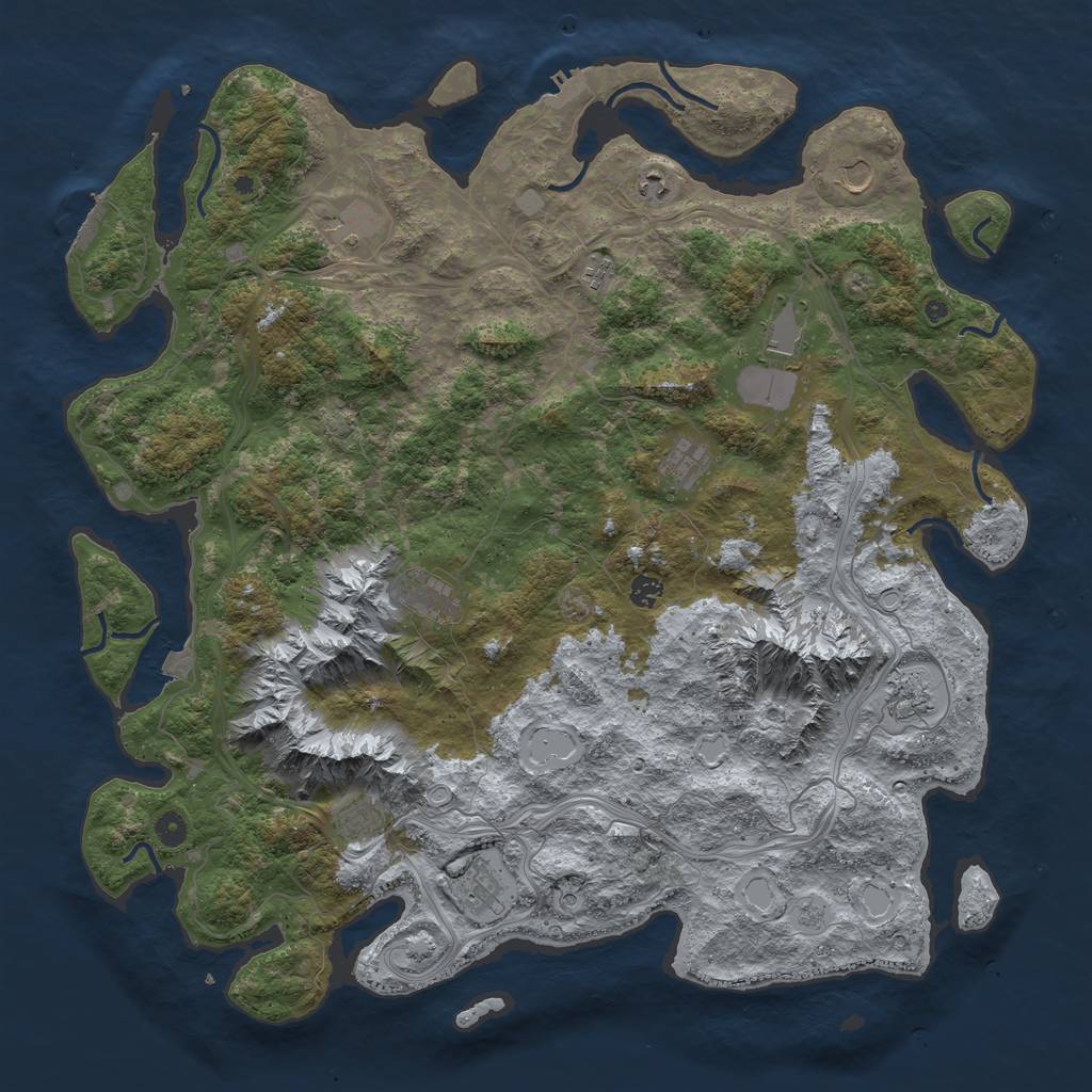 Rust Map: Procedural Map, Size: 5000, Seed: 11006, 19 Monuments