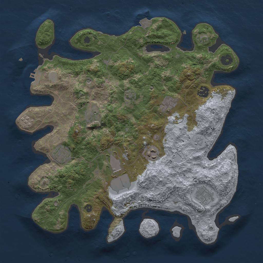 Rust Map: Procedural Map, Size: 3500, Seed: 487020493, 15 Monuments
