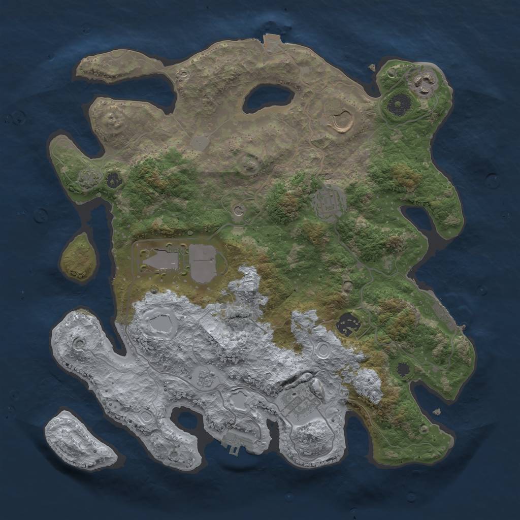 Rust Map: Procedural Map, Size: 3500, Seed: 2060188942, 14 Monuments