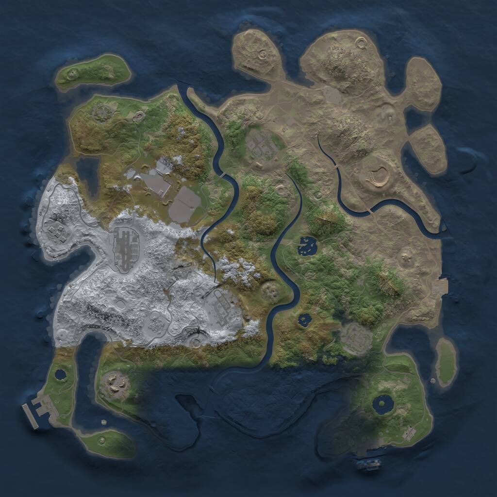 Rust Map: Procedural Map, Size: 3700, Seed: 6659125, 15 Monuments