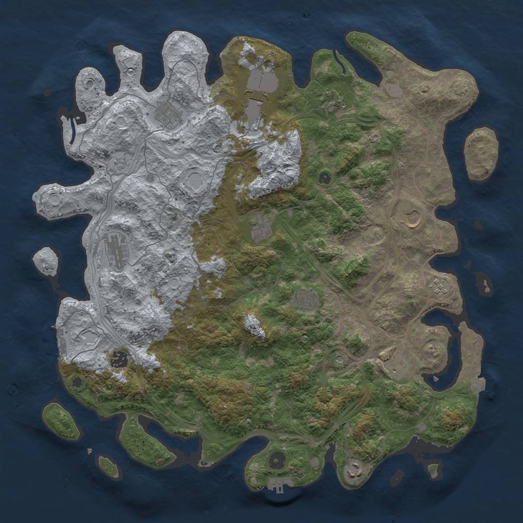 Rust Map: Procedural Map, Size: 4500, Seed: 1390136077, 19 Monuments