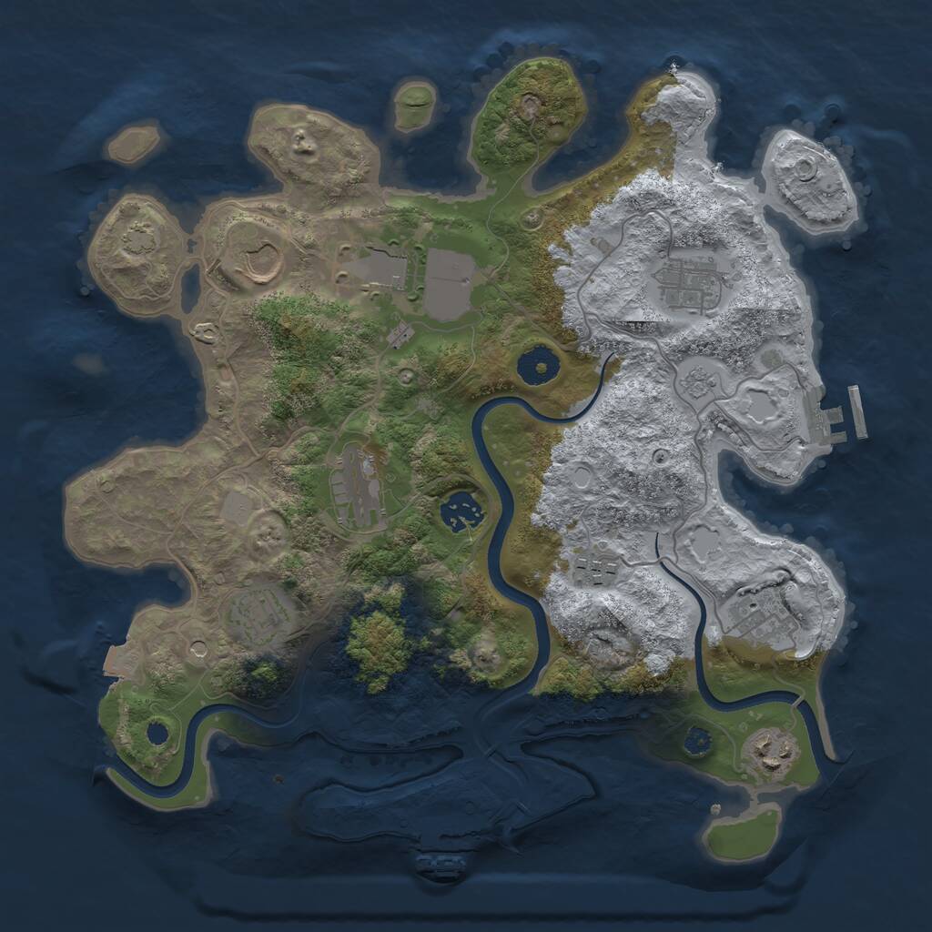 Rust Map: Procedural Map, Size: 3500, Seed: 1423655651, 15 Monuments