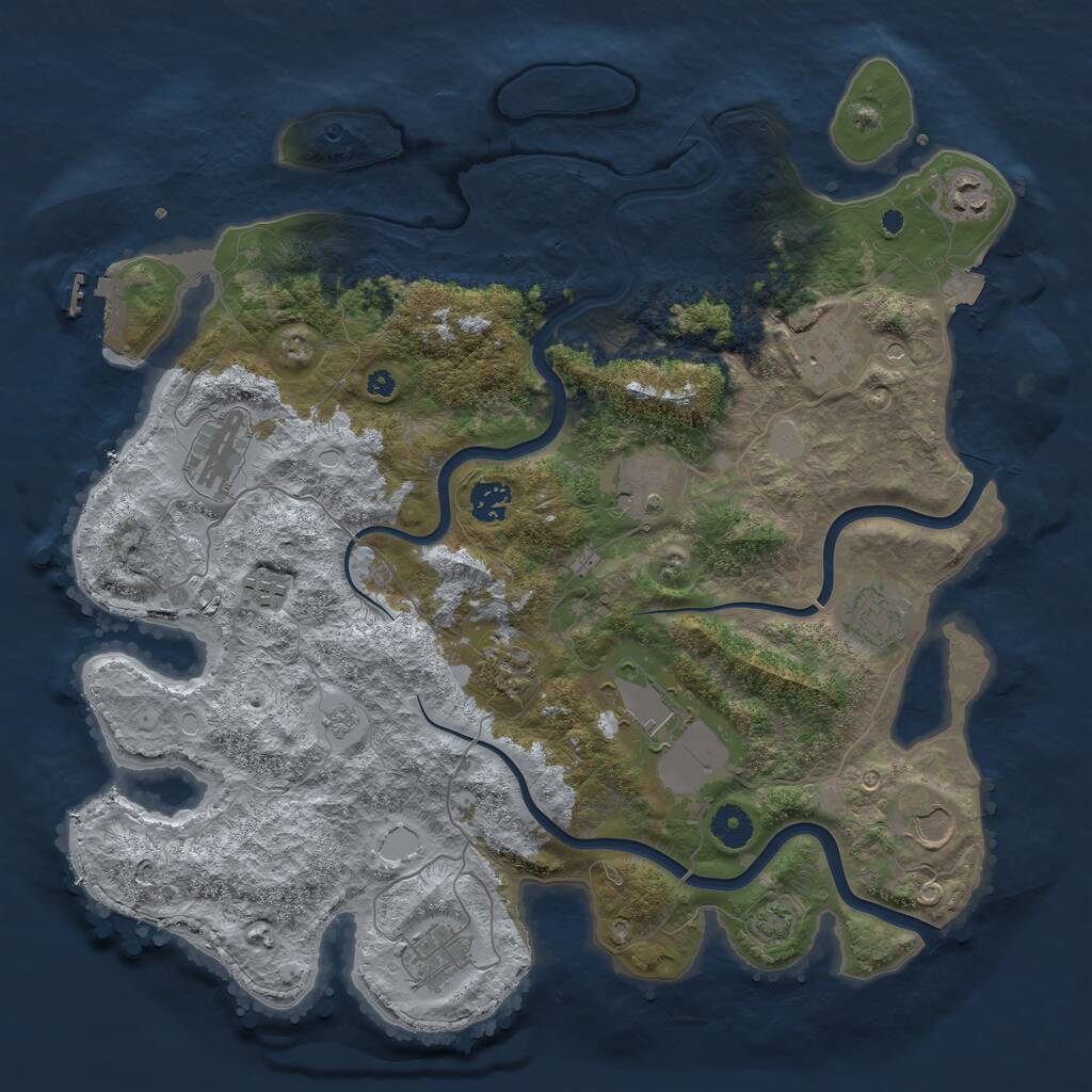 Rust Map: Procedural Map, Size: 3950, Seed: 9931107, 16 Monuments