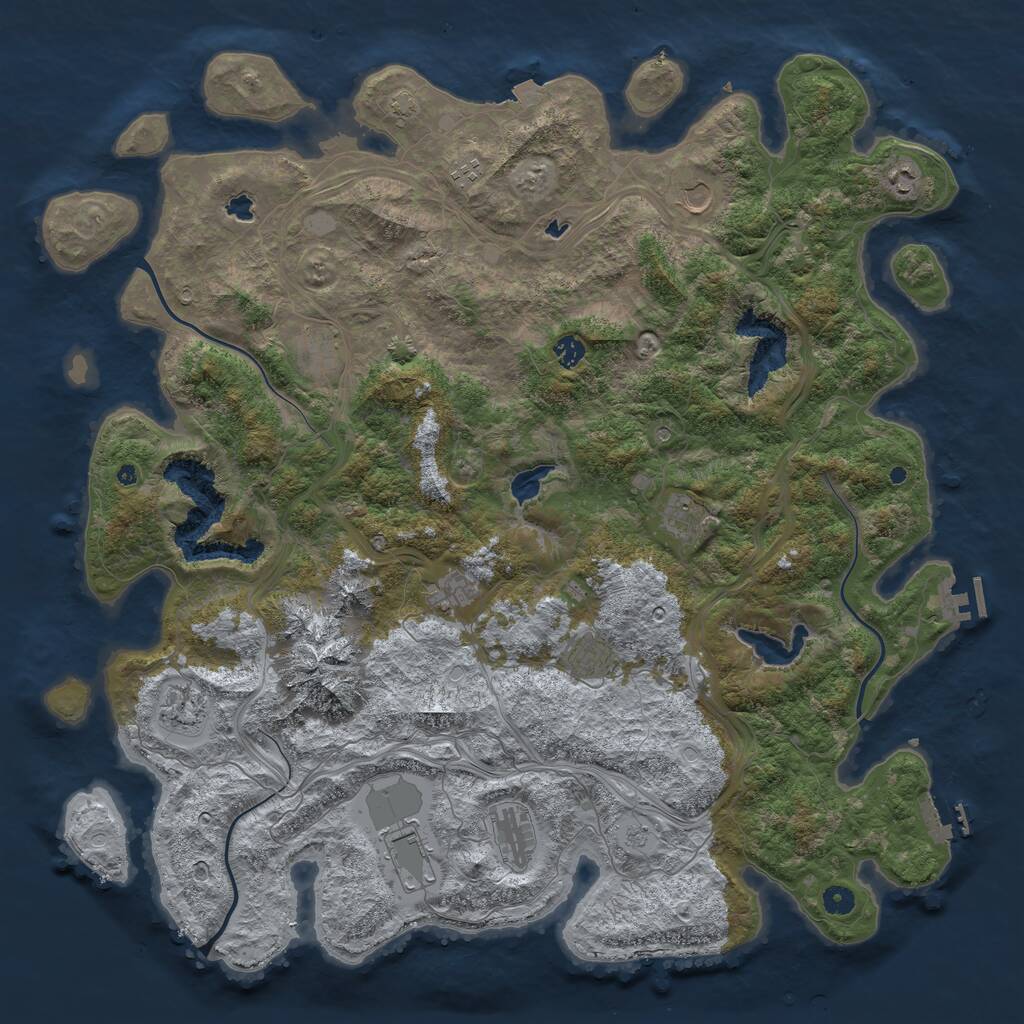 Rust Map: Procedural Map, Size: 5000, Seed: 10203040, 17 Monuments