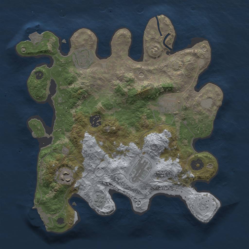 Rust Map: Procedural Map, Size: 3000, Seed: 355335, 13 Monuments