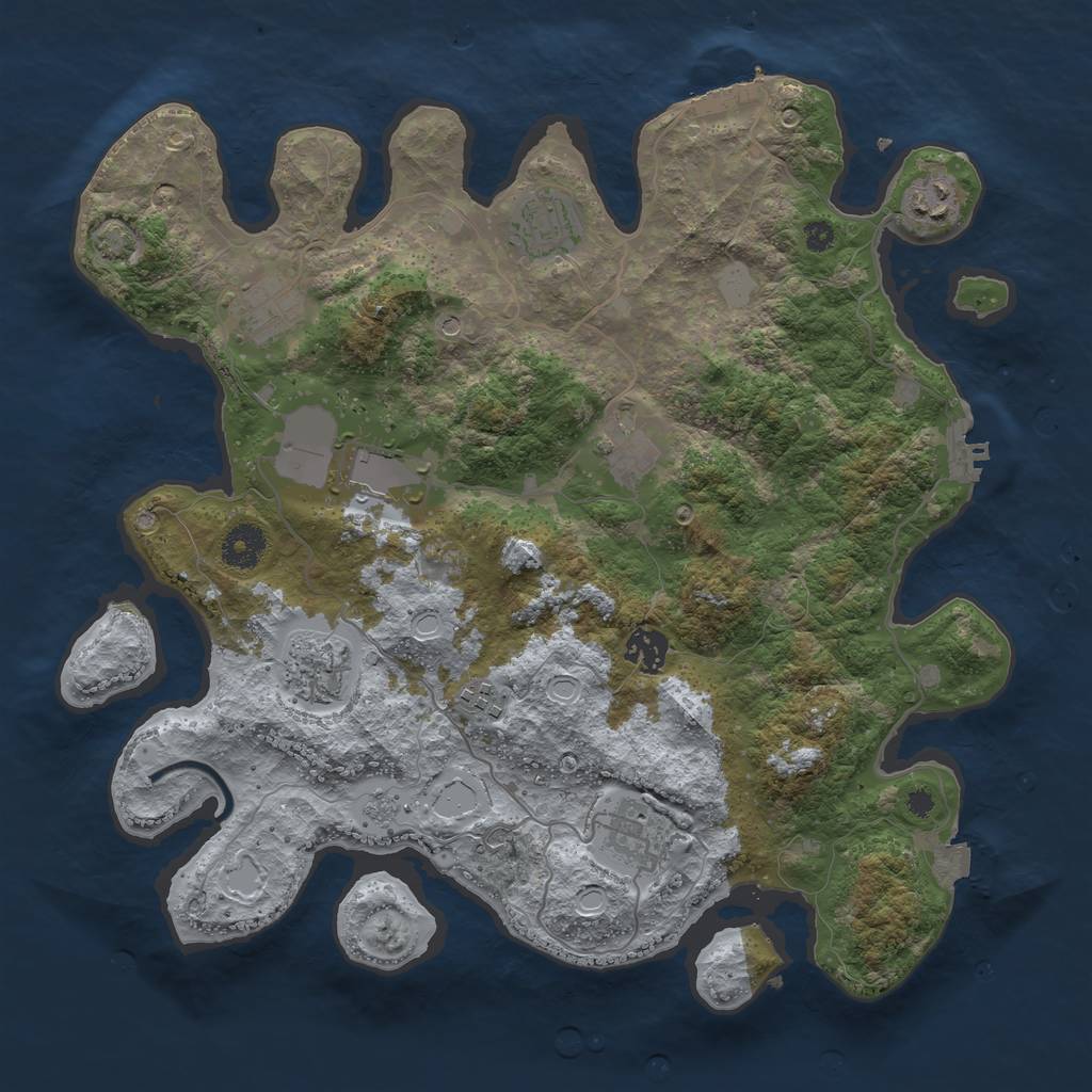 Rust Map: Procedural Map, Size: 3700, Seed: 1227040, 17 Monuments