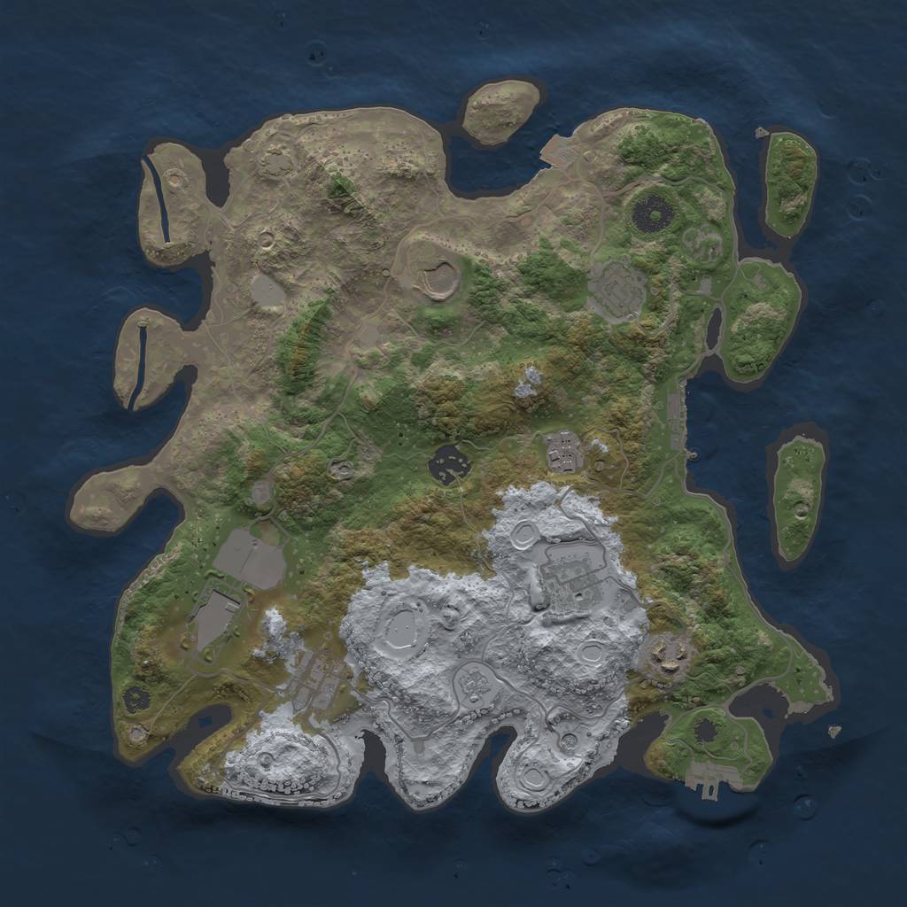 Rust Map: Procedural Map, Size: 3500, Seed: 59282736, 16 Monuments