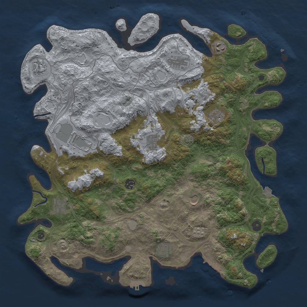 Rust Map: Procedural Map, Size: 4500, Seed: 845532, 19 Monuments