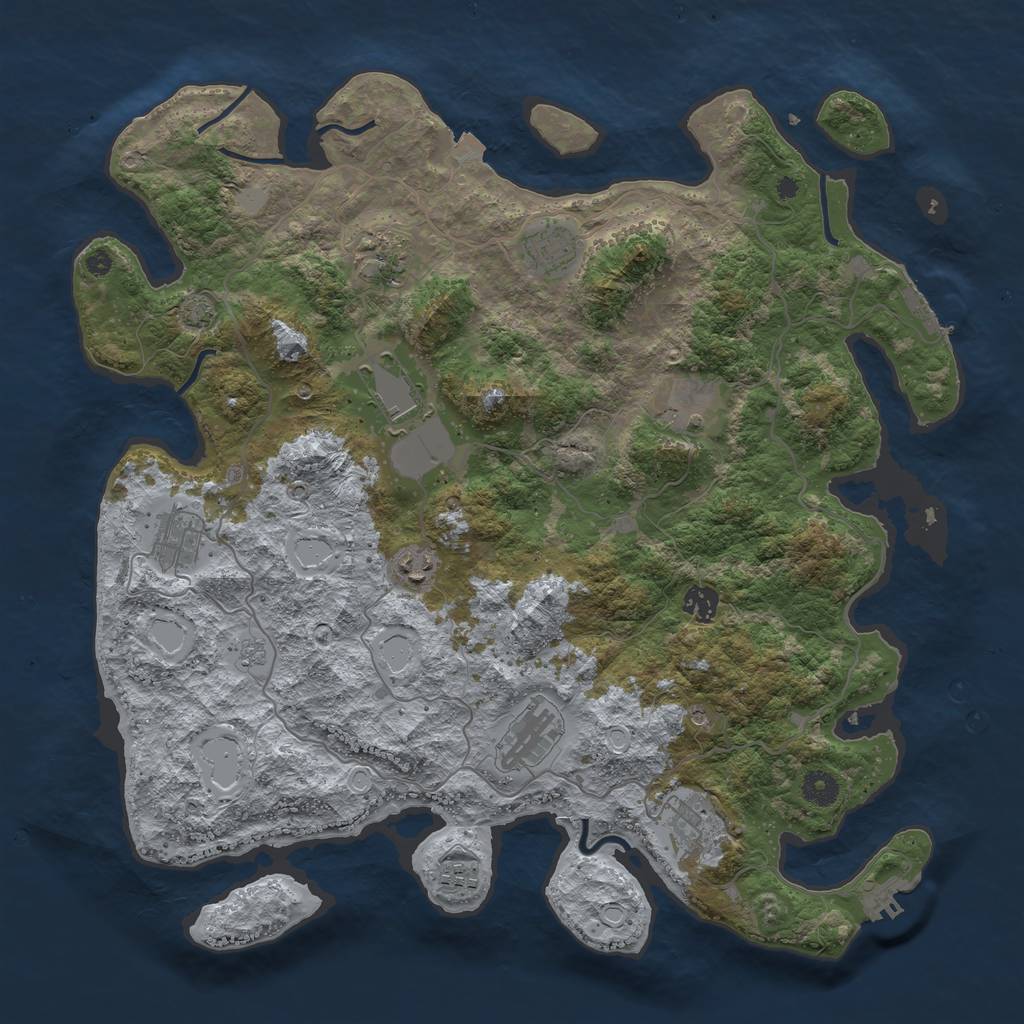 Rust Map: Procedural Map, Size: 4200, Seed: 597046024, 18 Monuments