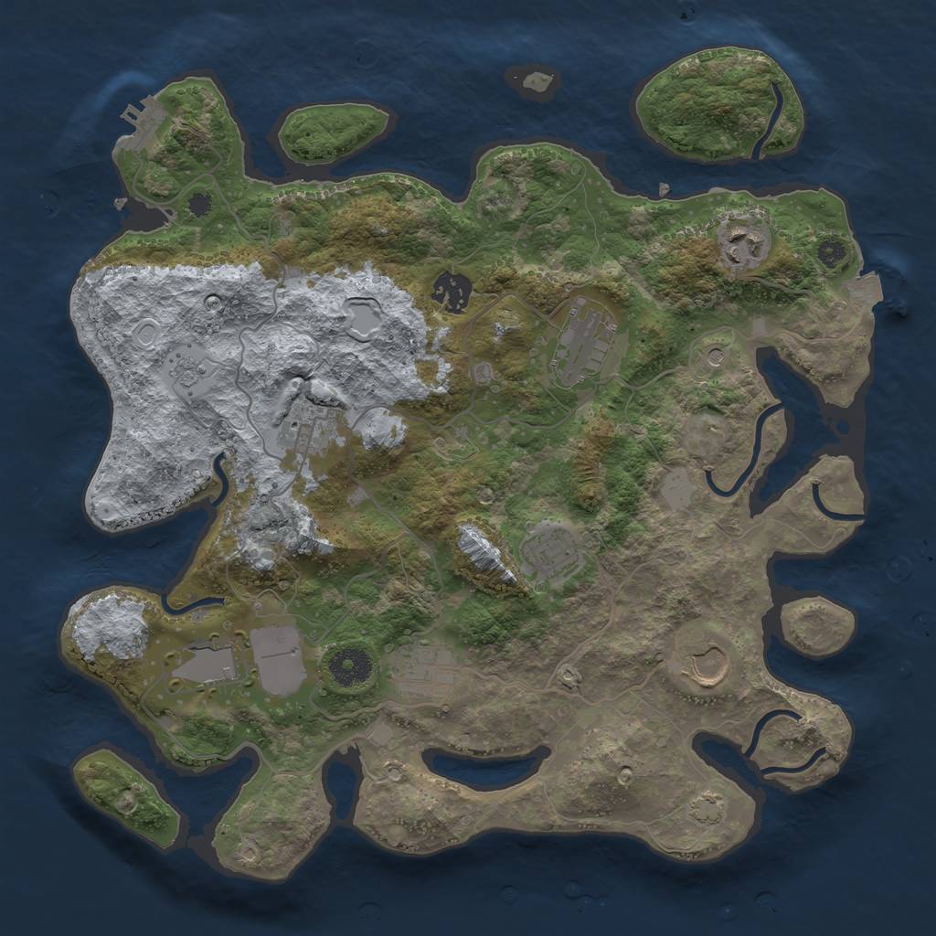 Rust Map: Procedural Map, Size: 3500, Seed: 649964458, 15 Monuments