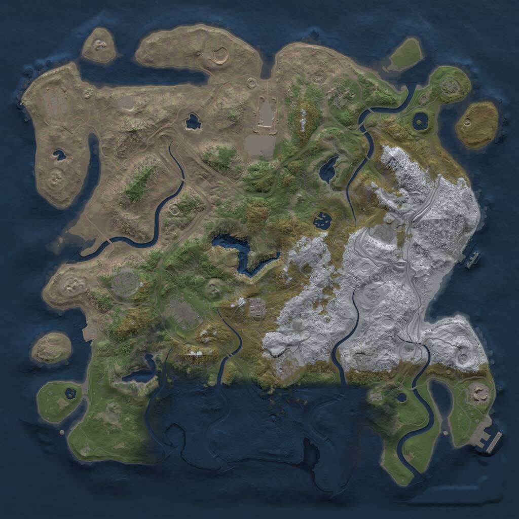 Rust Map: Procedural Map, Size: 4500, Seed: 196639377, 17 Monuments