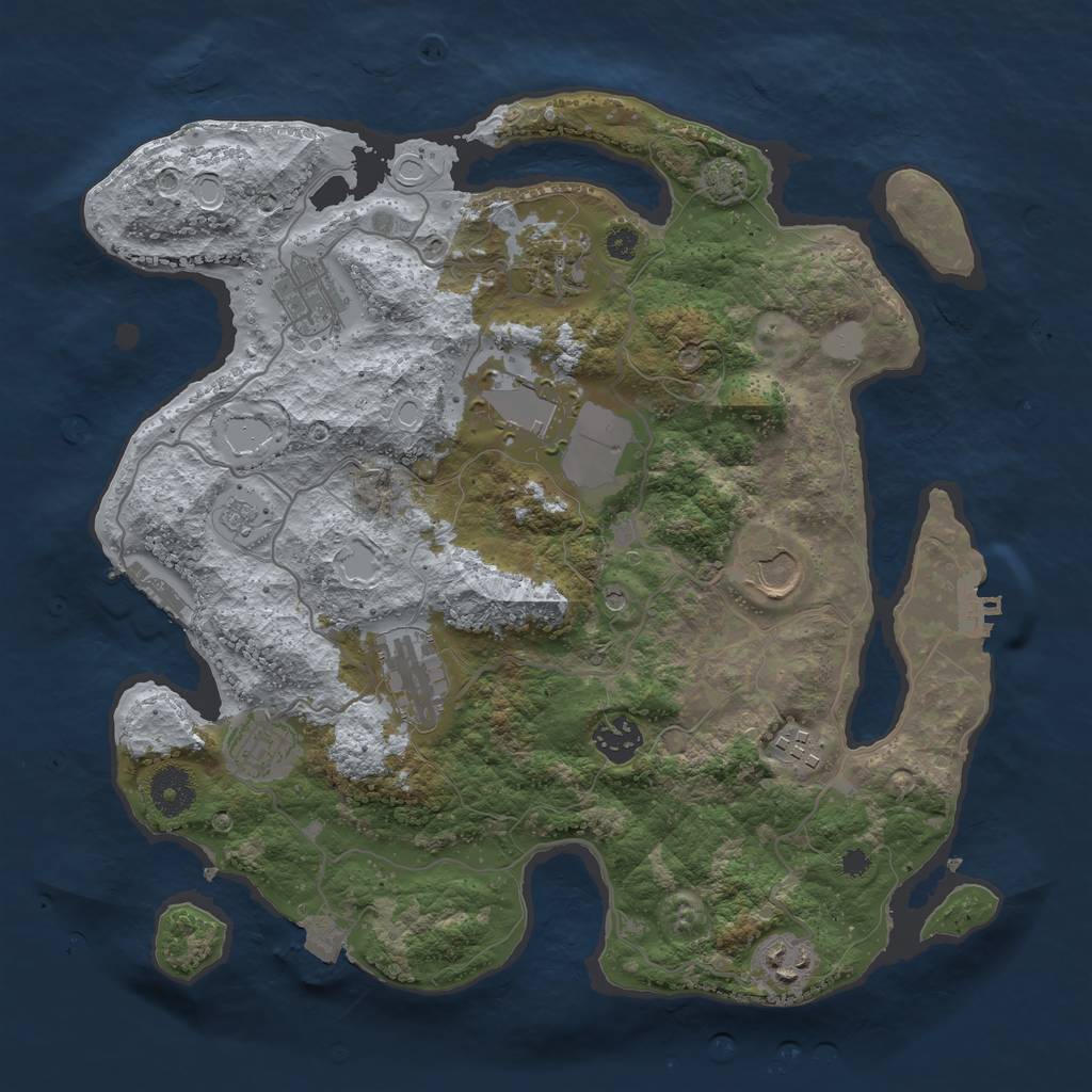 Rust Map: Procedural Map, Size: 3500, Seed: 509208772, 17 Monuments