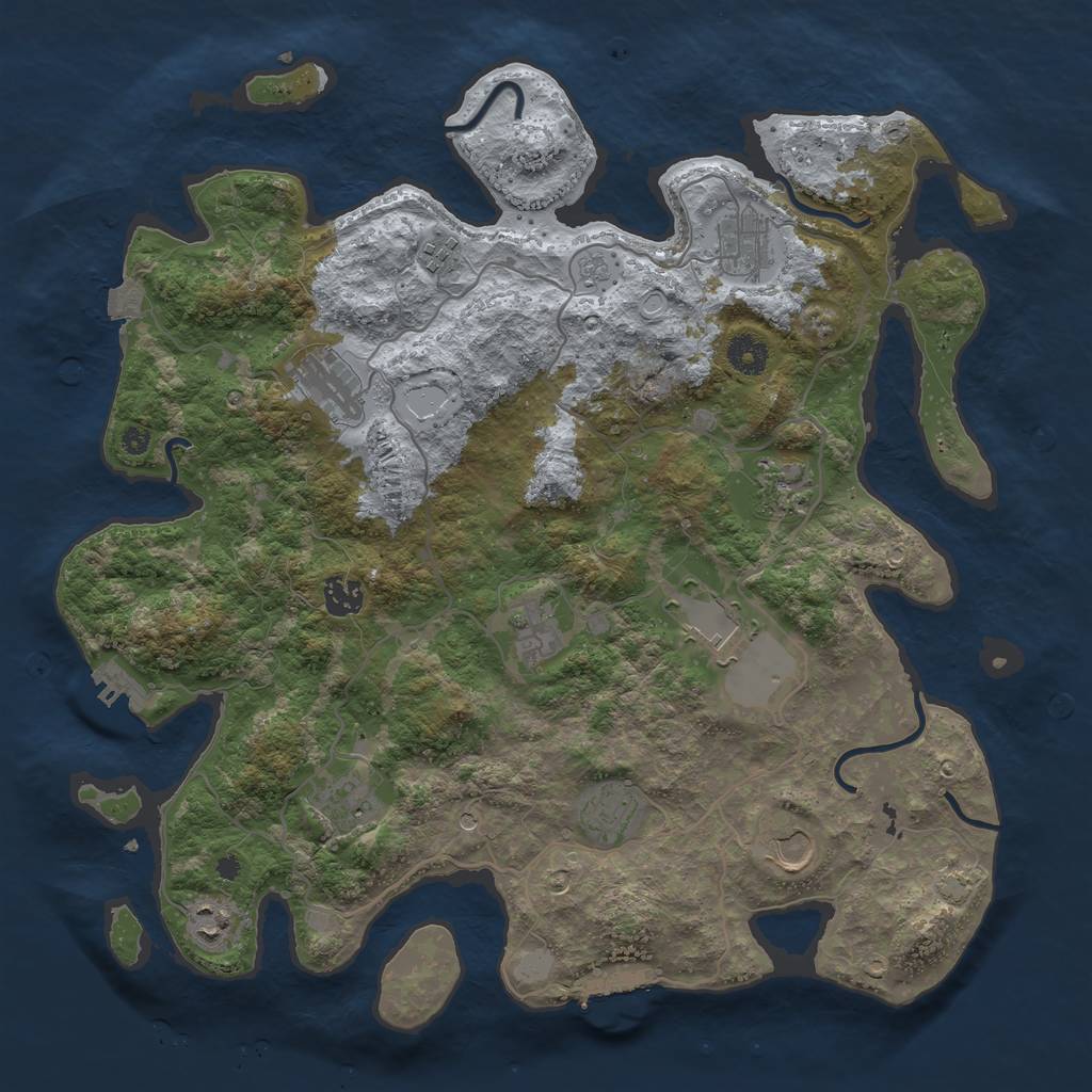 Rust Map: Procedural Map, Size: 4000, Seed: 3486490, 19 Monuments