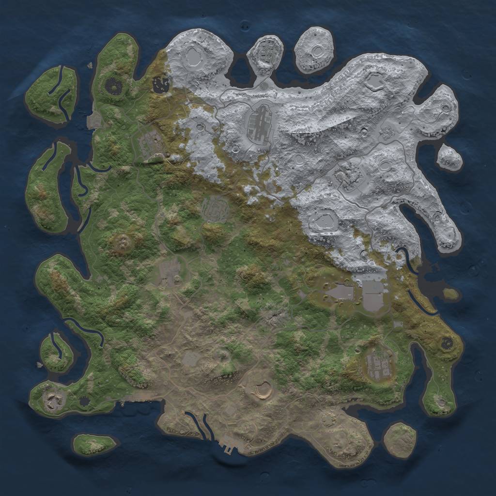 Rust Map: Procedural Map, Size: 4200, Seed: 5162024, 19 Monuments