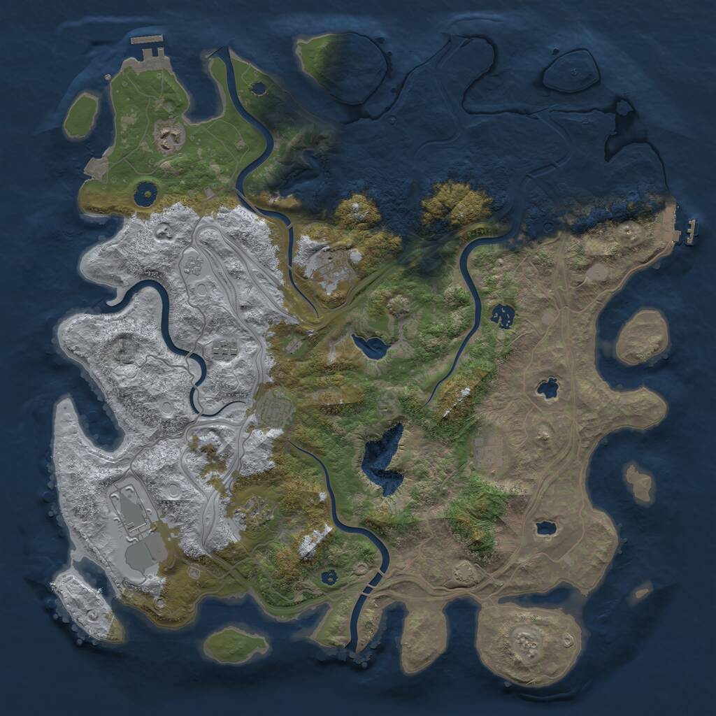 Rust Map: Procedural Map, Size: 4500, Seed: 642368543, 14 Monuments