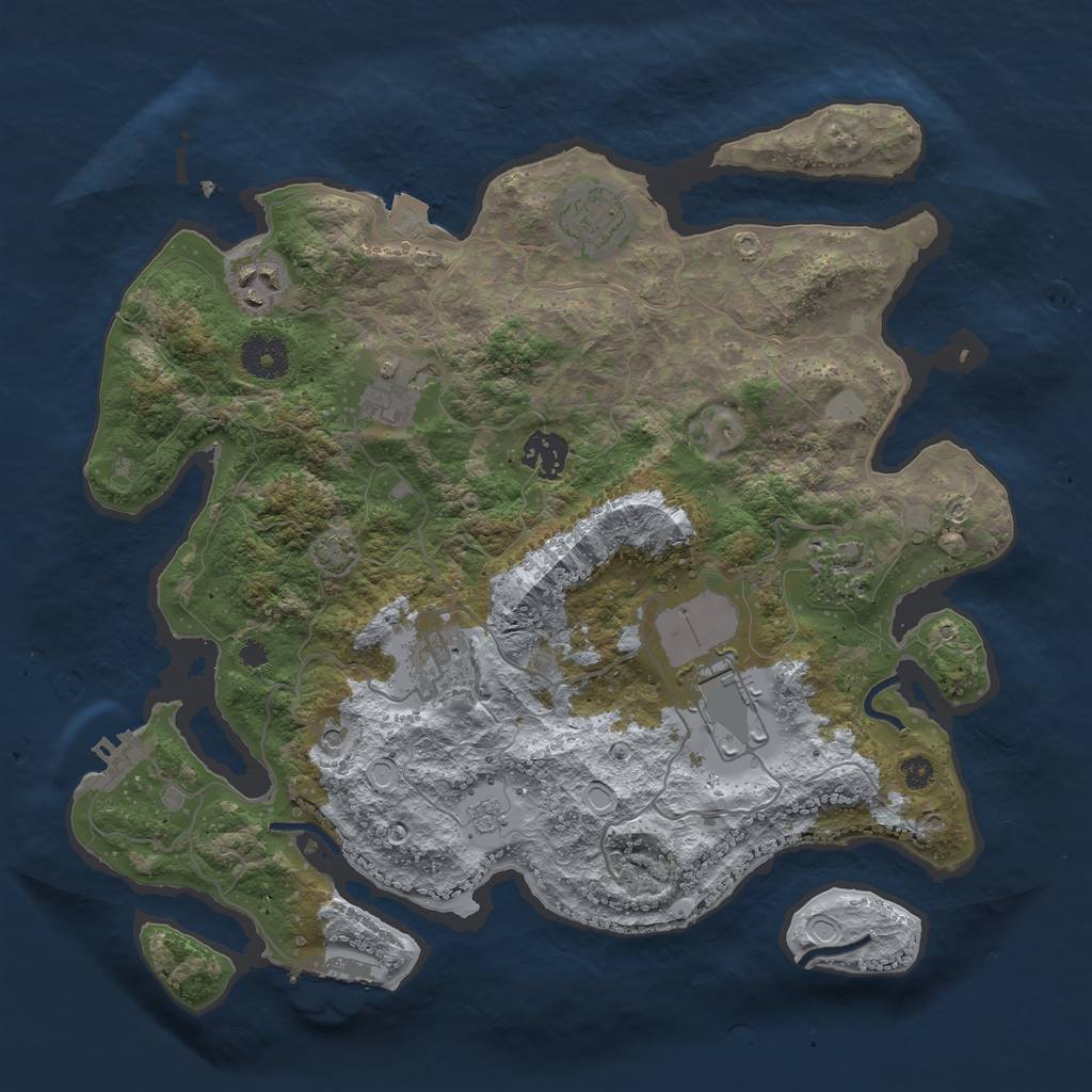 Rust Map: Procedural Map, Size: 3500, Seed: 2101032861, 15 Monuments