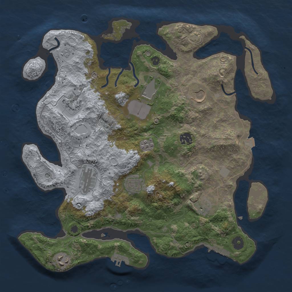 Rust Map: Procedural Map, Size: 3500, Seed: 1441133105, 17 Monuments