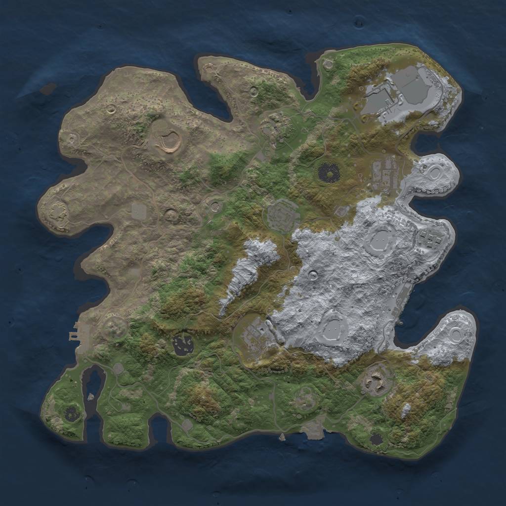 Rust Map: Procedural Map, Size: 3500, Seed: 2145468198, 16 Monuments