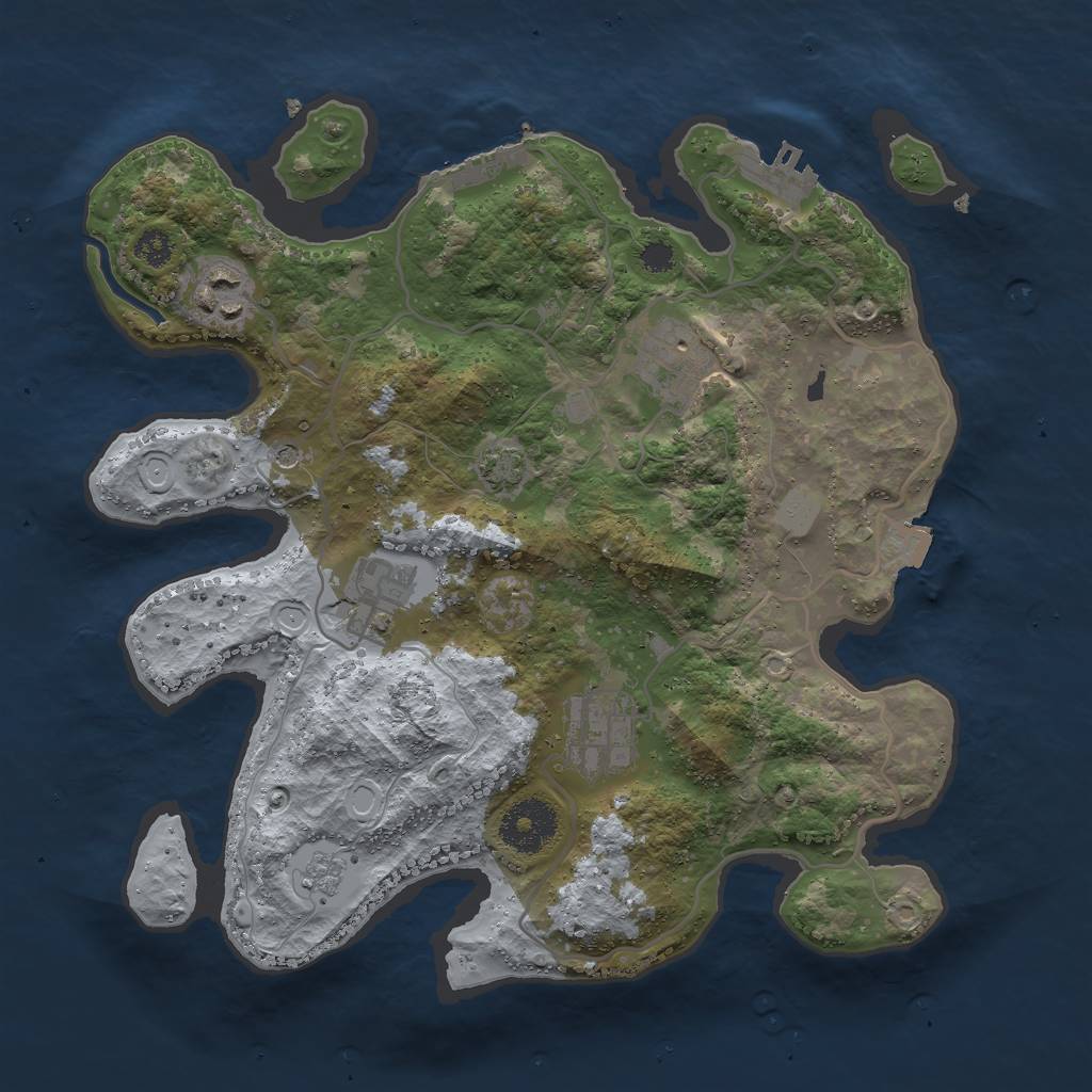 Rust Map: Procedural Map, Size: 3000, Seed: 611585489, 12 Monuments