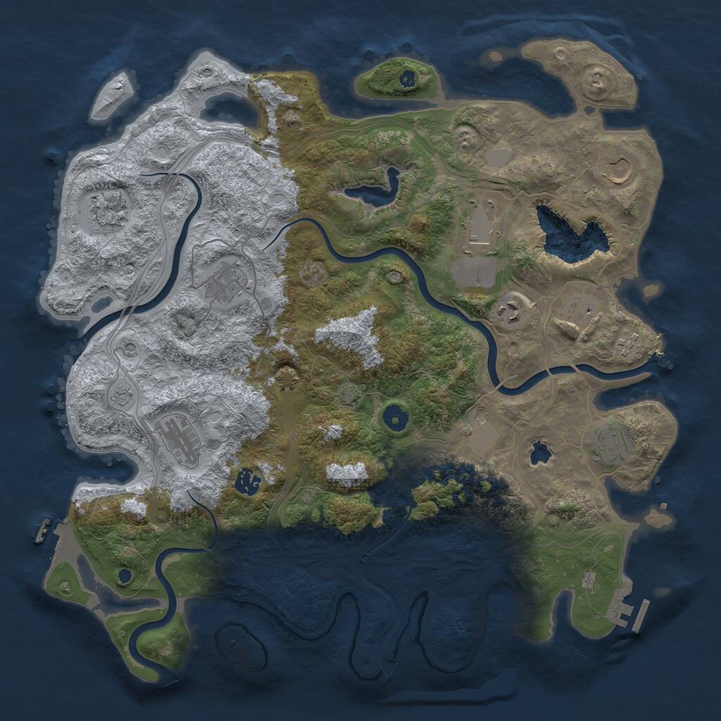 Rust Map: Procedural Map, Size: 4250, Seed: 447079690, 17 Monuments