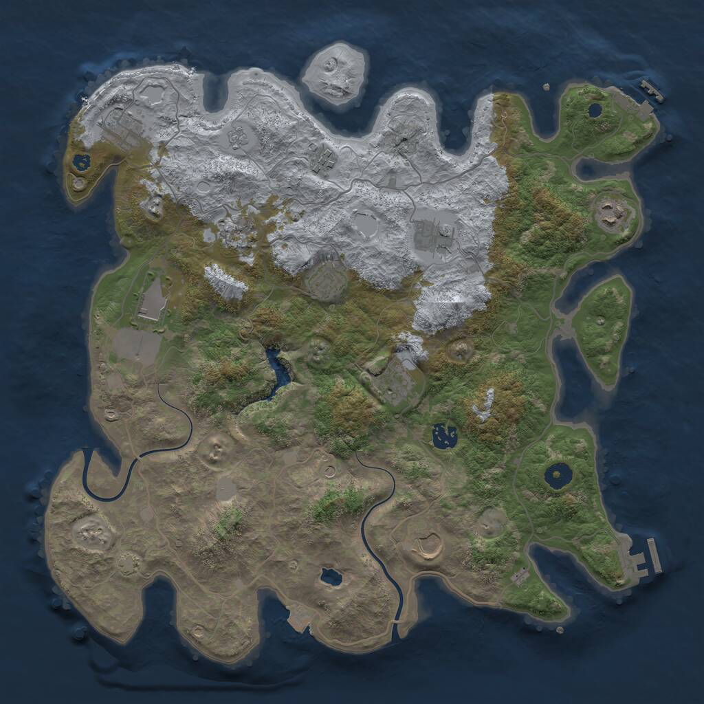 Rust Map: Procedural Map, Size: 4000, Seed: 319078767, 16 Monuments