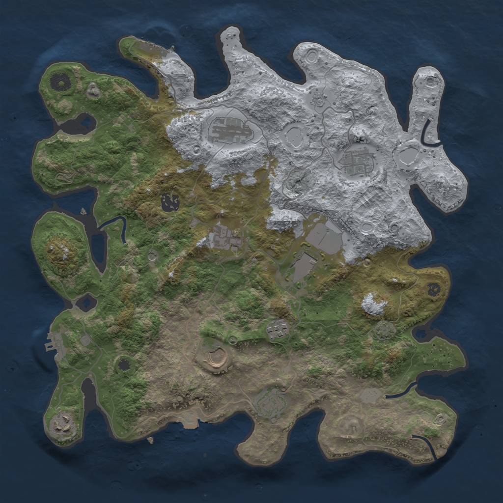 Rust Map: Procedural Map, Size: 3800, Seed: 537191657, 17 Monuments