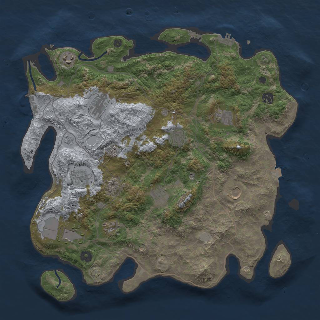 Rust Map: Procedural Map, Size: 4000, Seed: 105642883, 19 Monuments