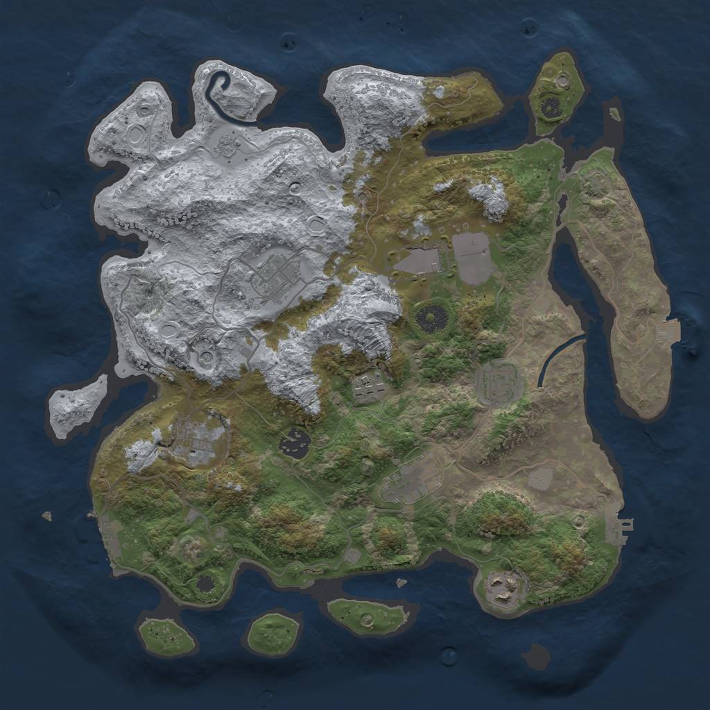 Rust Map: Procedural Map, Size: 3550, Seed: 5367044, 16 Monuments