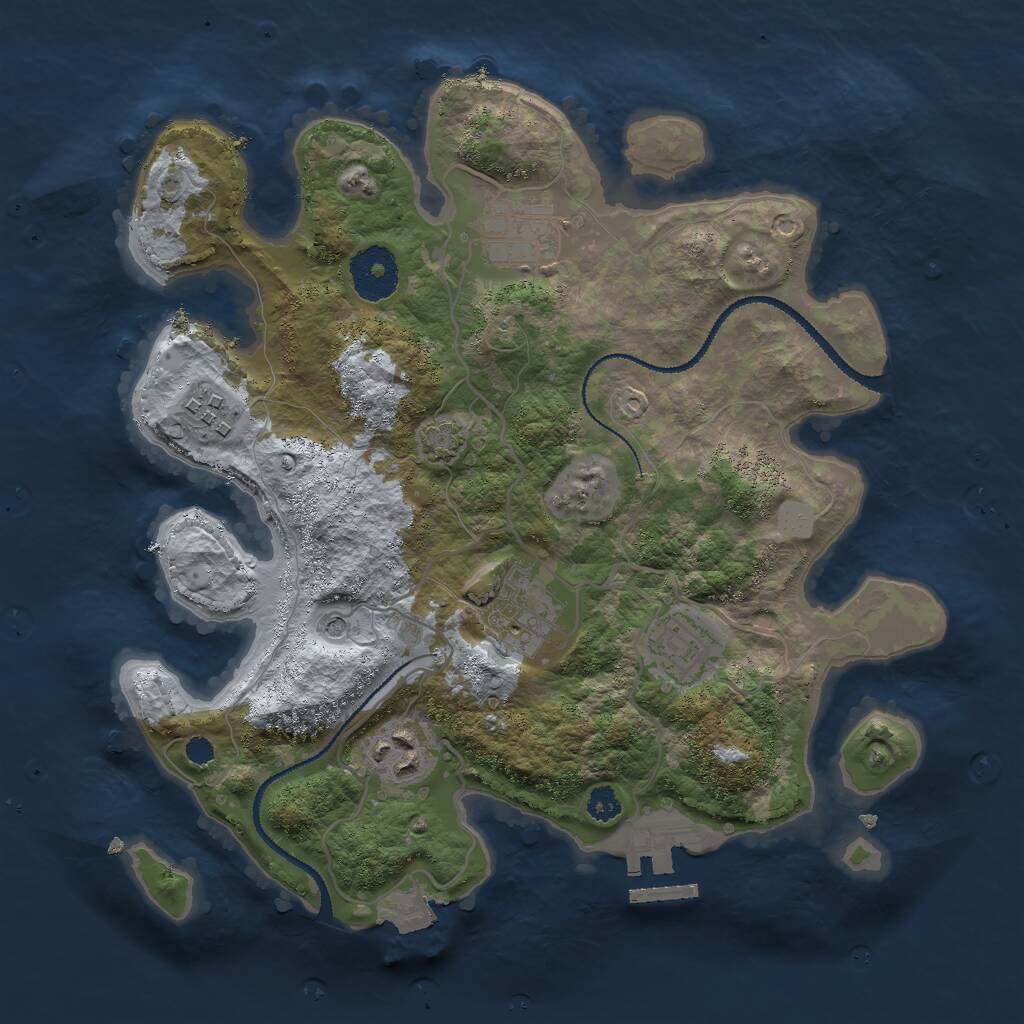 Rust Map: Procedural Map, Size: 3000, Seed: 1944652595, 9 Monuments
