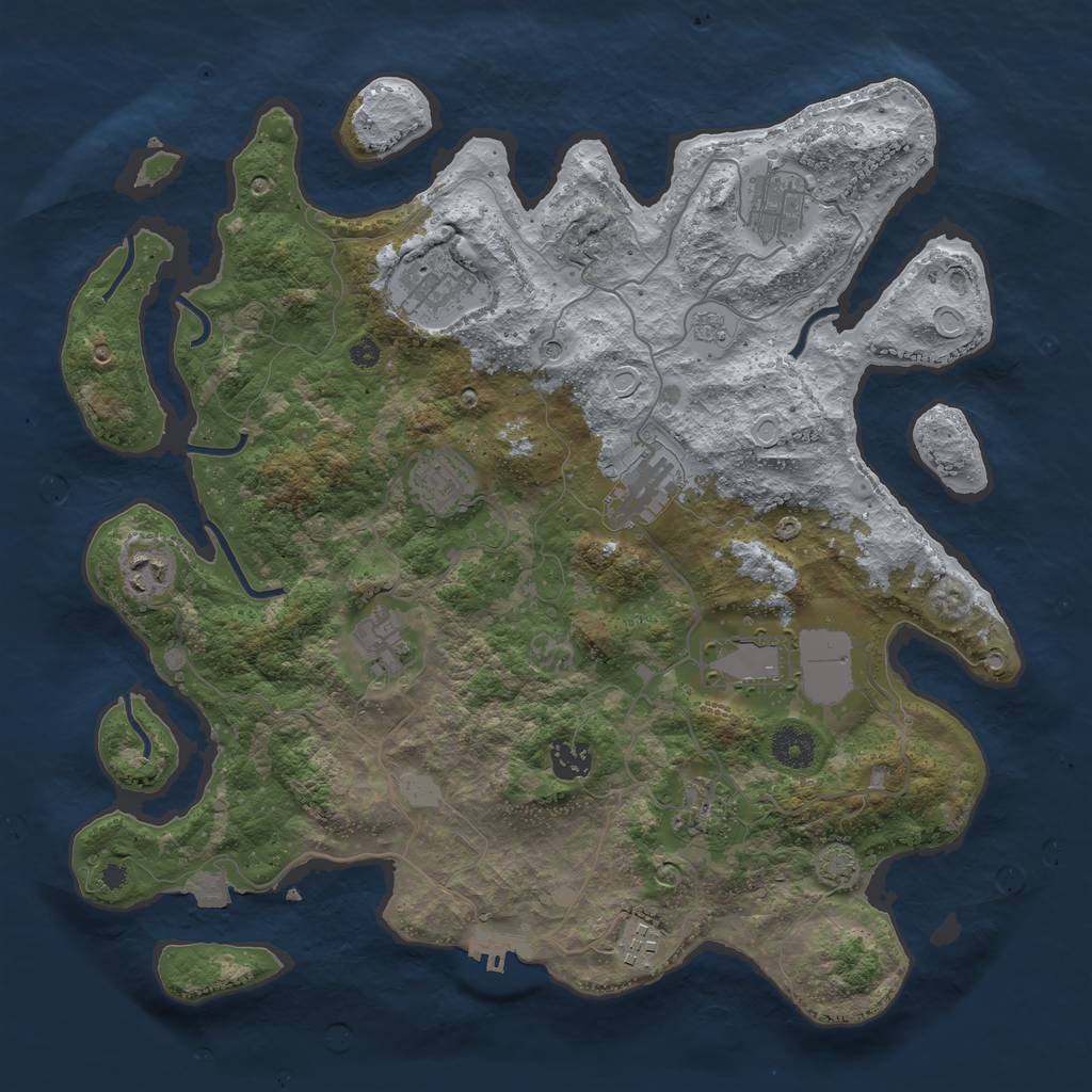 Rust Map: Procedural Map, Size: 3800, Seed: 5162024, 17 Monuments