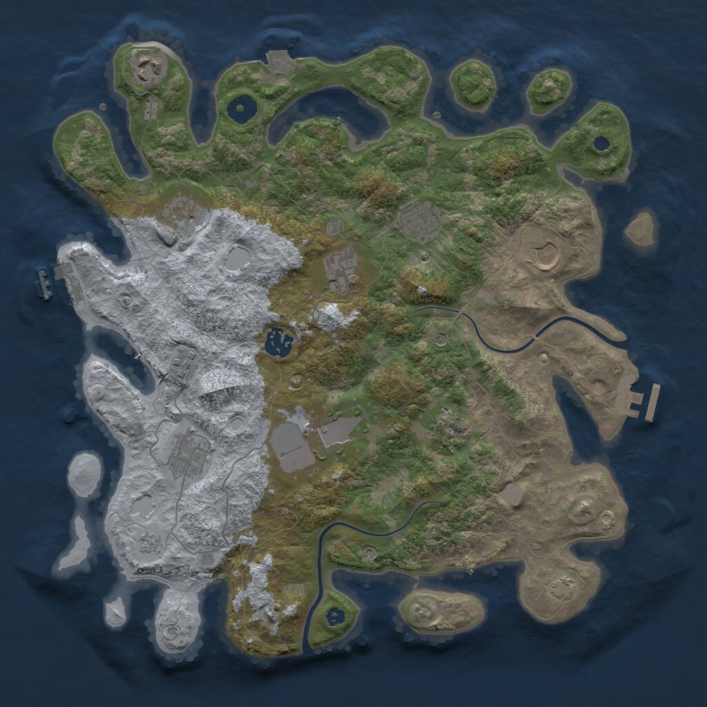 Rust Map: Procedural Map, Size: 3750, Seed: 557885, 16 Monuments