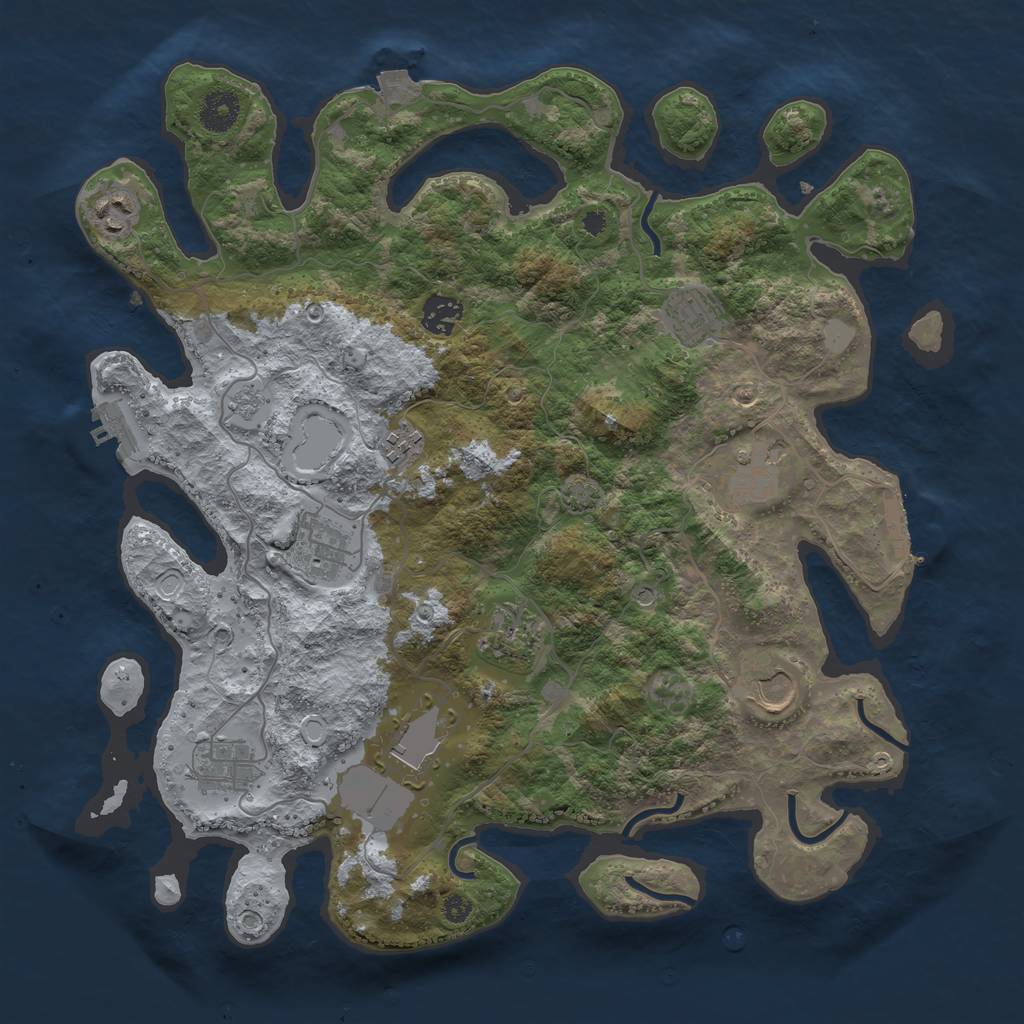 Rust Map: Procedural Map, Size: 3750, Seed: 557885, 18 Monuments