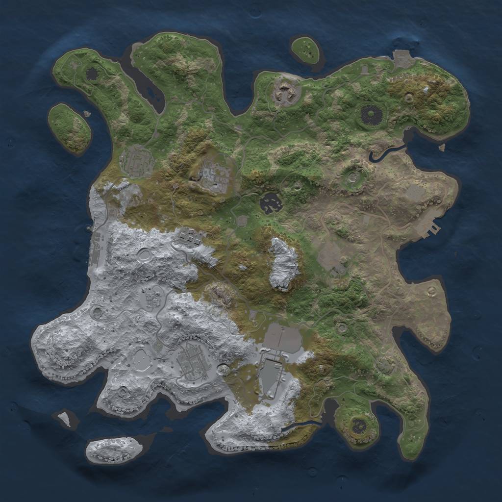 Rust Map: Procedural Map, Size: 3500, Seed: 1423566269, 16 Monuments