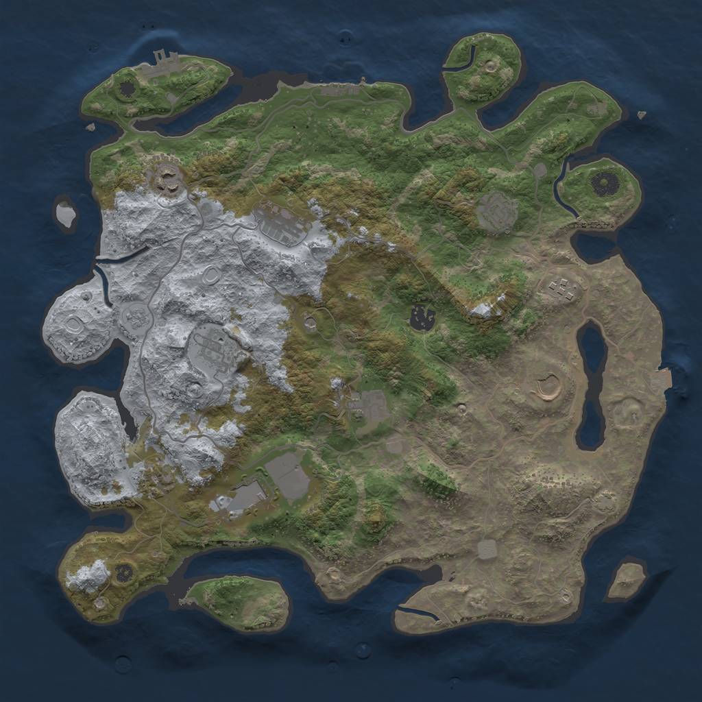 Rust Map: Procedural Map, Size: 4000, Seed: 1868002558, 18 Monuments