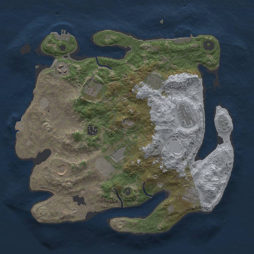 Rust Map: Procedural Map, Size: 3500, Seed: 1084047091, 17 Monuments