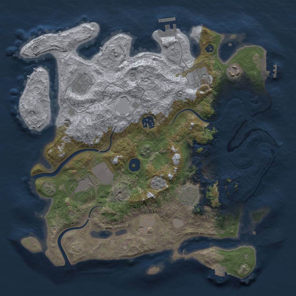 Rust Map: Procedural Map, Size: 3500, Seed: 633100820, 14 Monuments