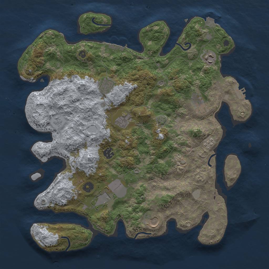 Rust Map: Procedural Map, Size: 3800, Seed: 15090000, 17 Monuments
