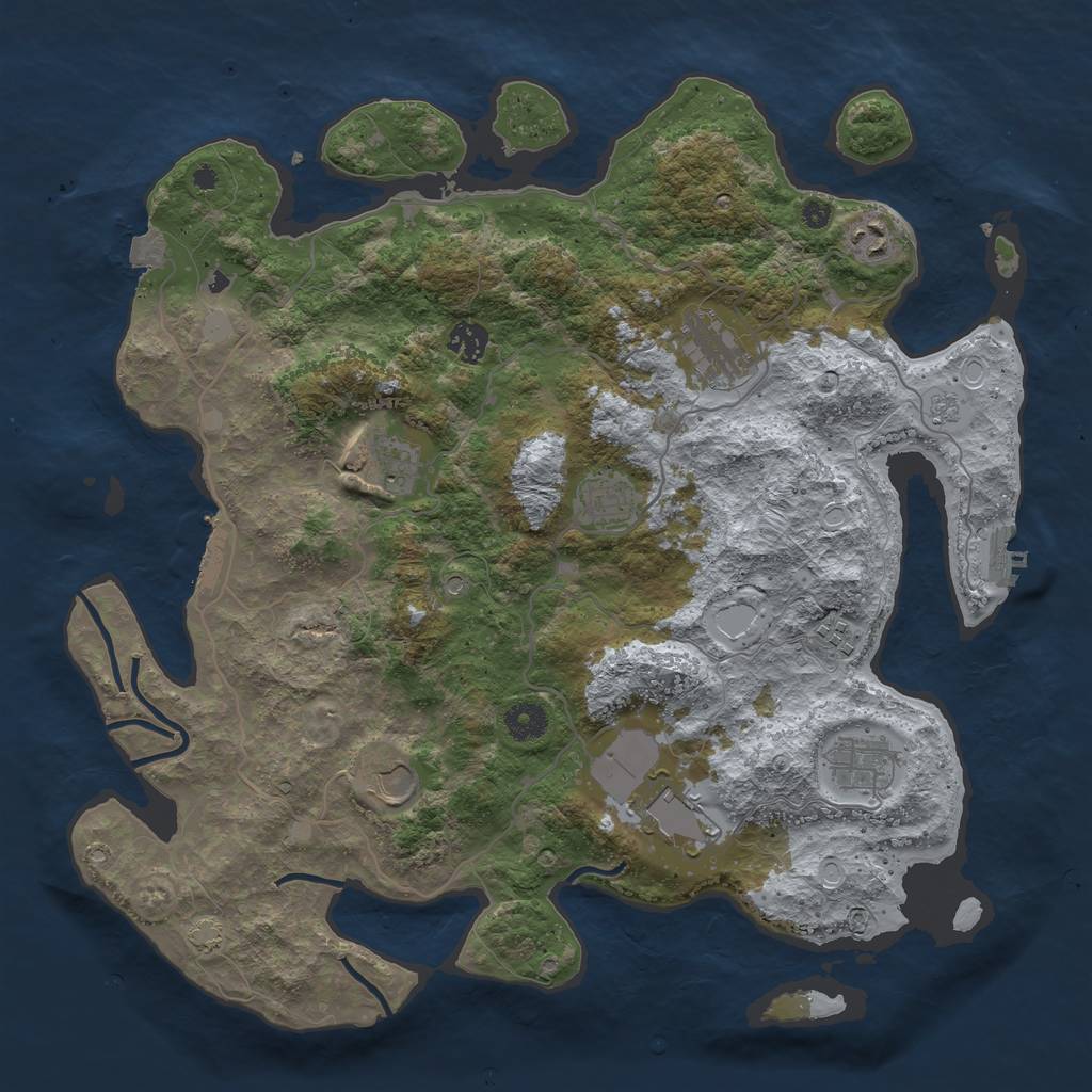 Rust Map: Procedural Map, Size: 4000, Seed: 193328, 17 Monuments