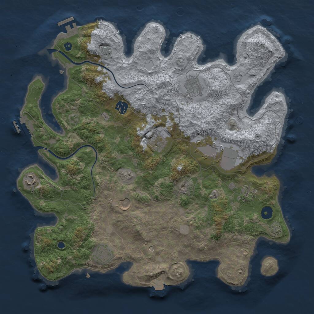 Rust Map: Procedural Map, Size: 3800, Seed: 464, 15 Monuments