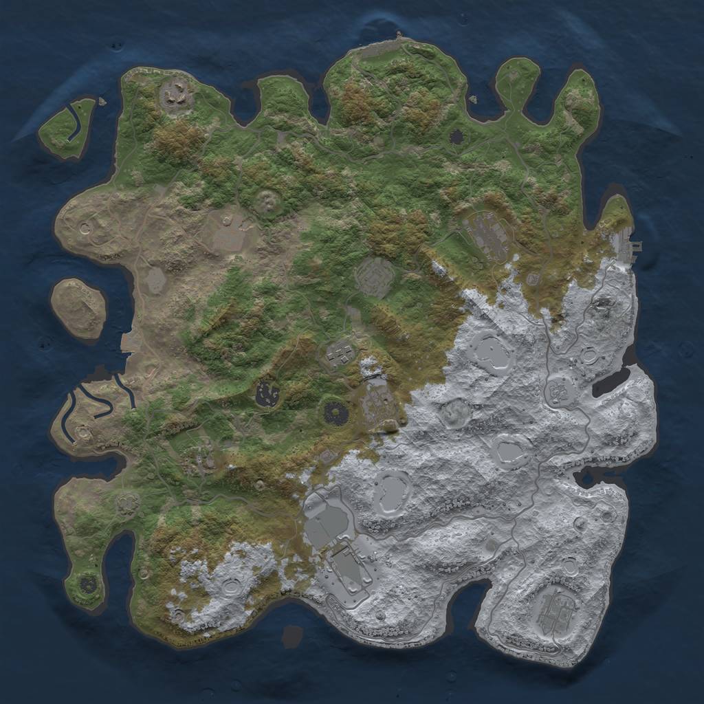 Rust Map: Procedural Map, Size: 4200, Seed: 804413127, 18 Monuments