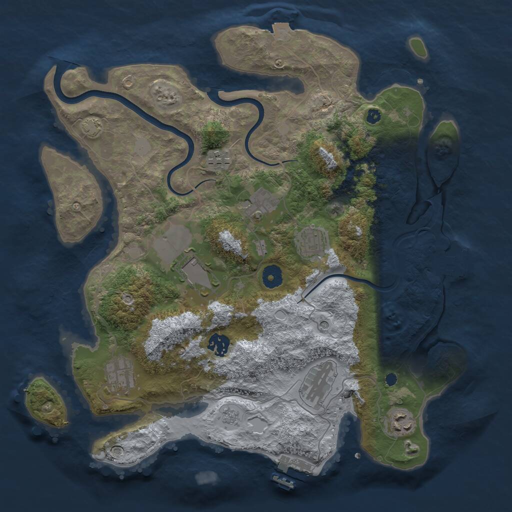 Rust Map: Procedural Map, Size: 3500, Seed: 1138045509, 14 Monuments