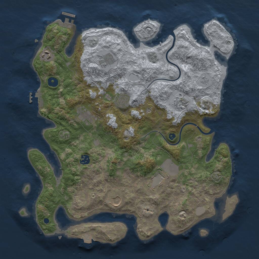 Rust Map: Procedural Map, Size: 3850, Seed: 85745076, 15 Monuments