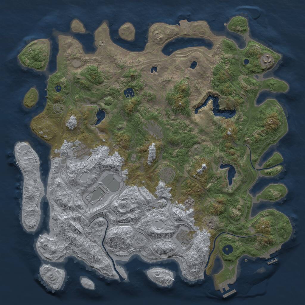 Rust Map: Procedural Map, Size: 4500, Seed: 1328, 14 Monuments