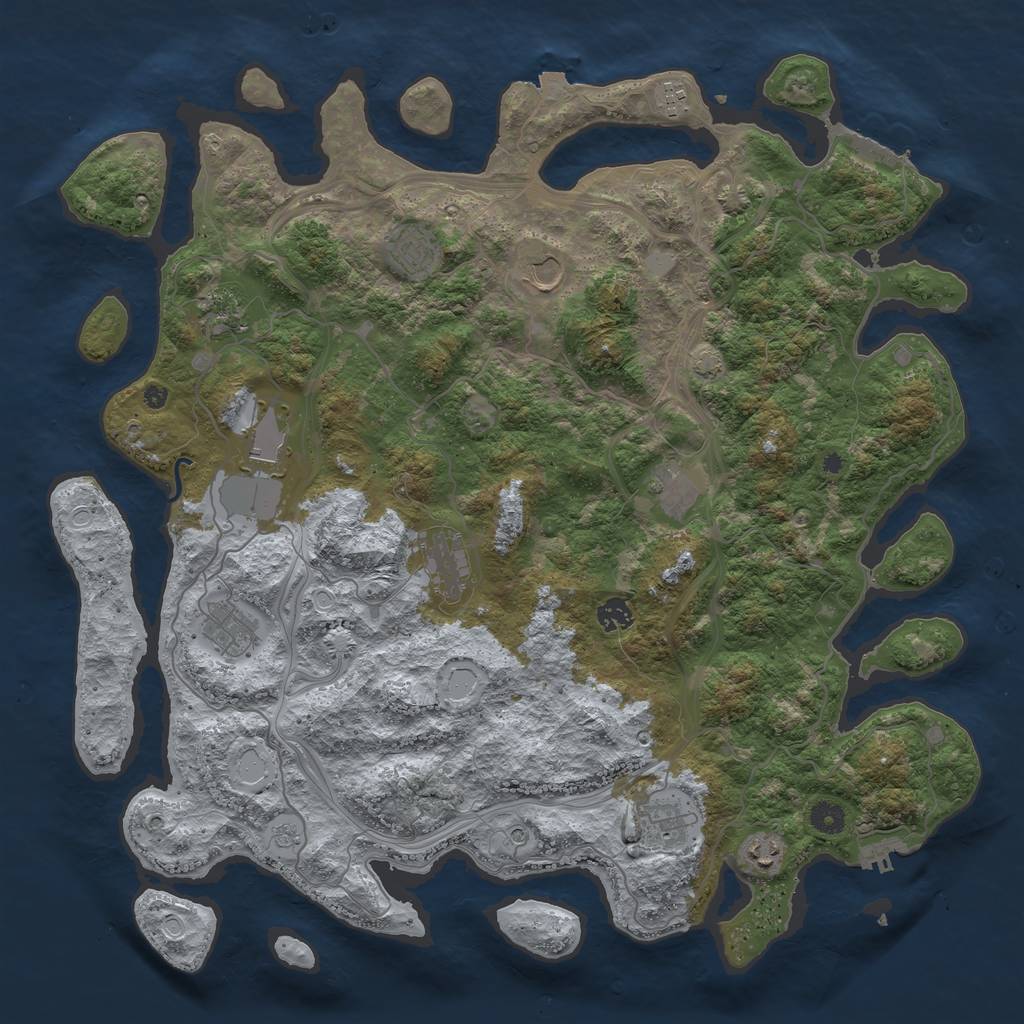 Rust Map: Procedural Map, Size: 4500, Seed: 1328, 19 Monuments