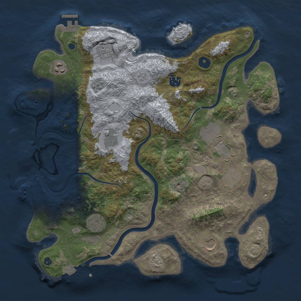 Rust Map: Procedural Map, Size: 3800, Seed: 42311341, 15 Monuments