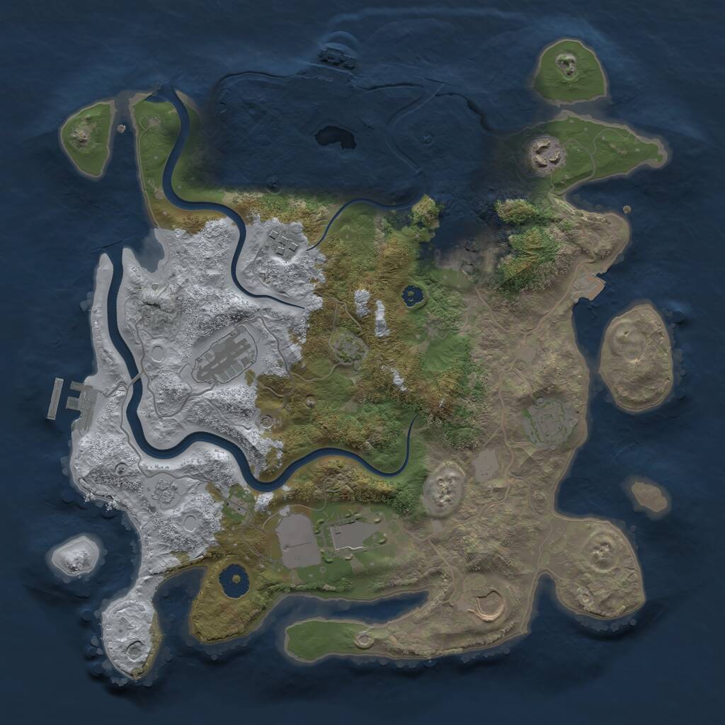 Rust Map: Procedural Map, Size: 3500, Seed: 478778161, 13 Monuments