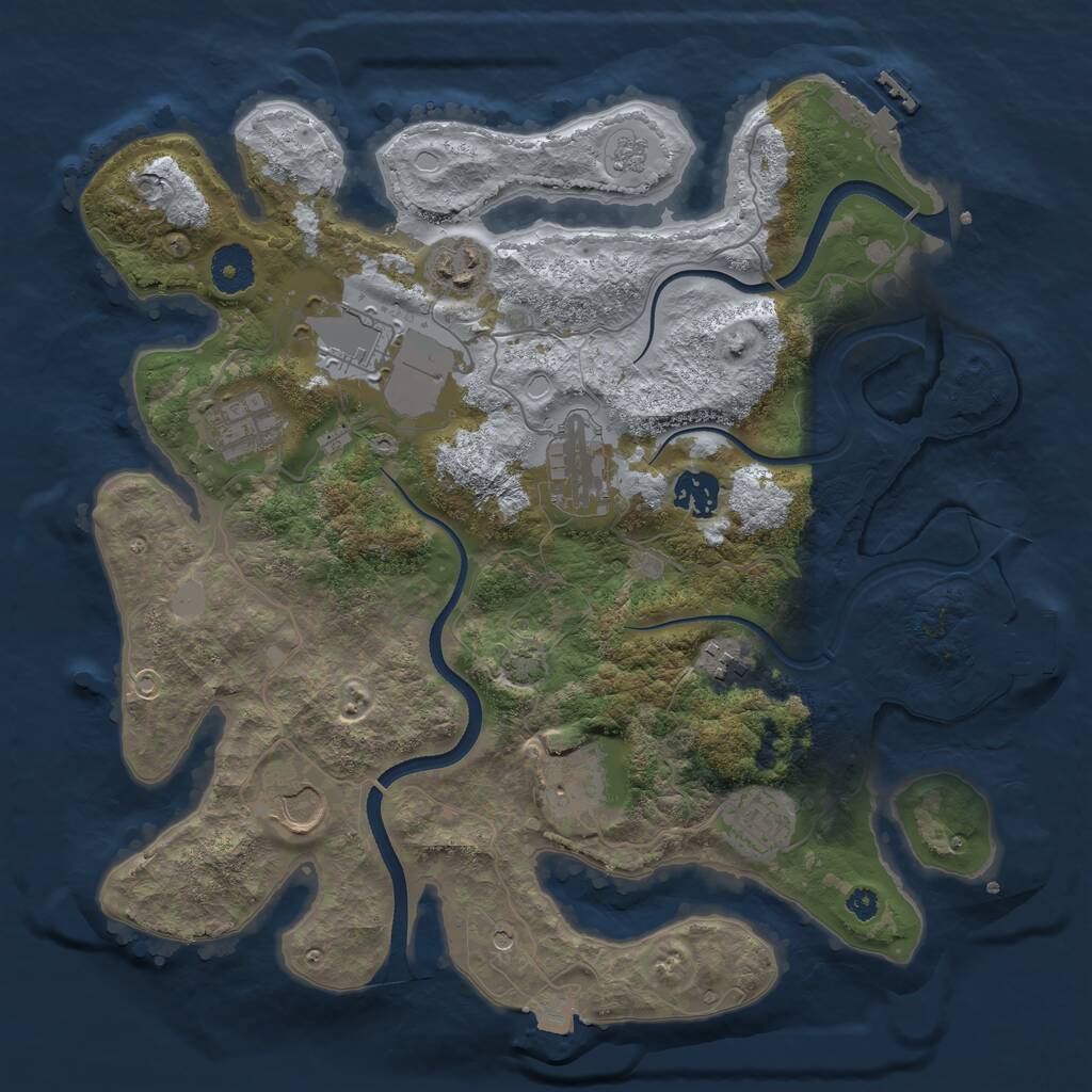 Rust Map: Procedural Map, Size: 3500, Seed: 7168619, 15 Monuments