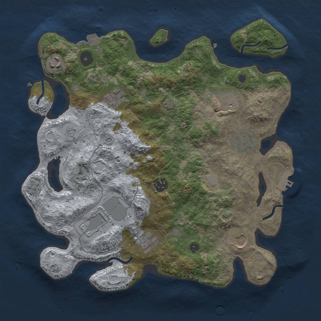Rust Map: Procedural Map, Size: 3500, Seed: 302031502, 16 Monuments