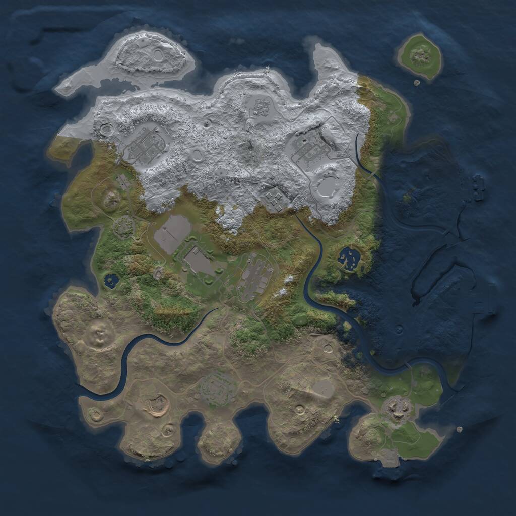 Rust Map: Procedural Map, Size: 3500, Seed: 555666432, 15 Monuments